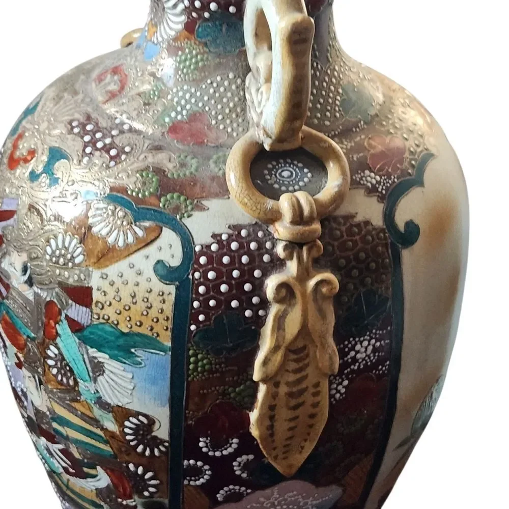 Chinese Vase Famille Rose 24 Inches Floral Human Figure Hand Painted 19th Cent.